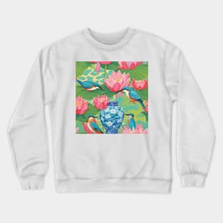 Kingfishers at the lily pond Crewneck Sweatshirt